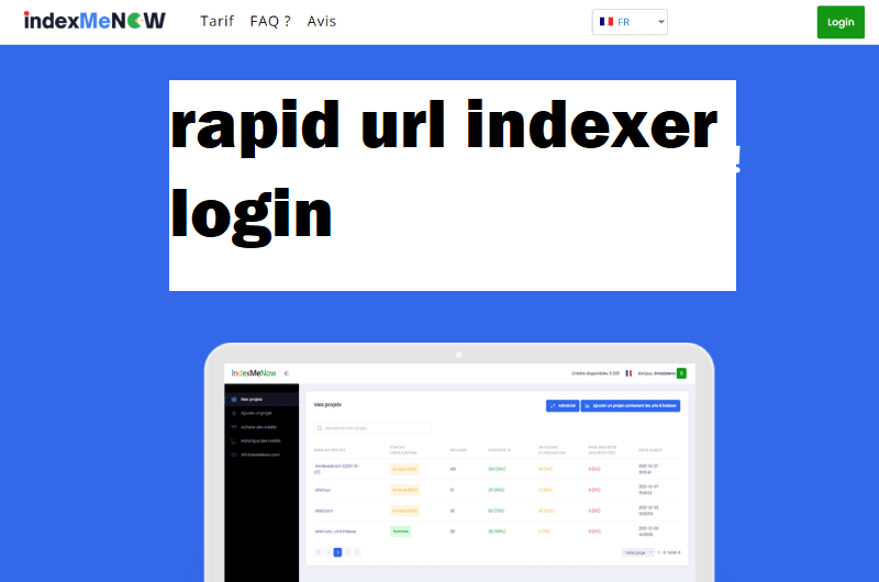 rapid url indexer login